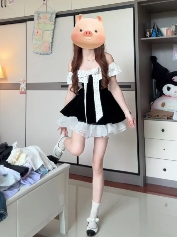 

Элегантное летнее платье в стиле принцессы с одним открытым плечом, приталенное, пышное, из хлопка, во французском стиле, для молодых женщин