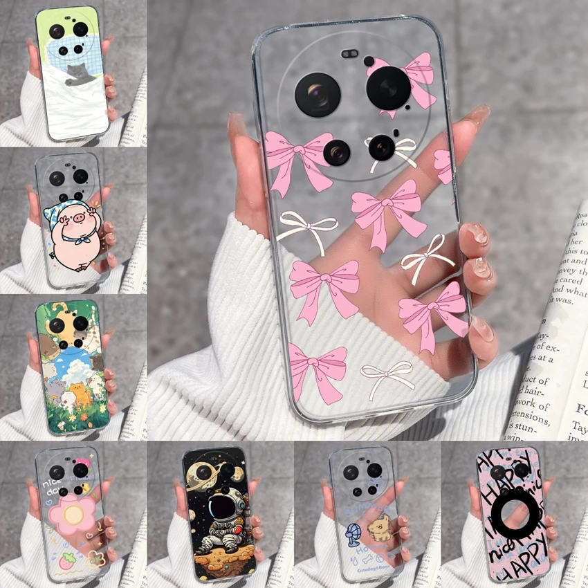 Transparente Handyhülle mit Schleifenknoten für Xiaomi 17 Ultra, weiche Silikon-Schutzhülle mit Linsenschutz für Xiaomi 17 Ultra, Coque Funda