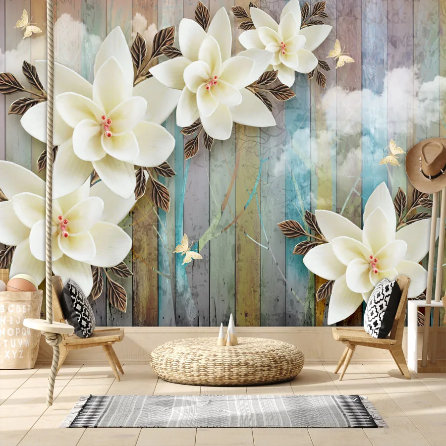 Removable Wallpapers Peel and Stick Accept for Bedroom Walls Floral Wood Design Contact Wall Papers Home Decor Wallpapers Mural