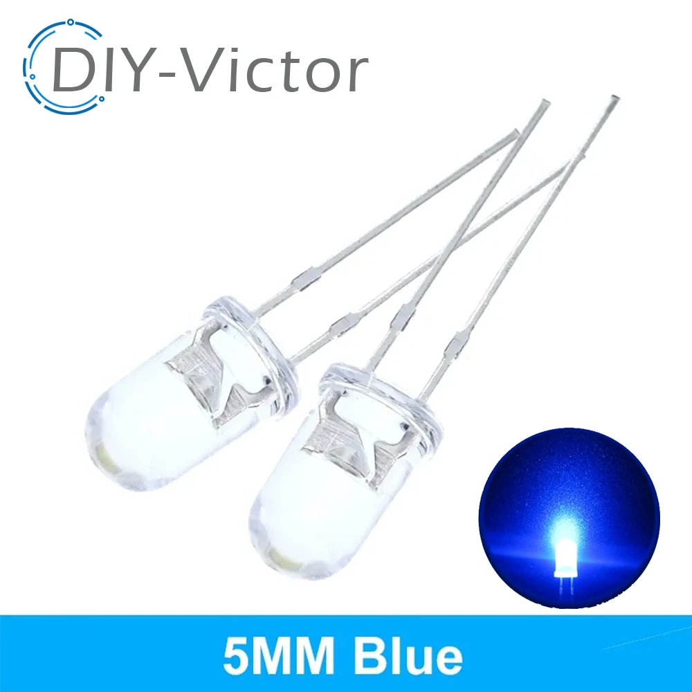 F5 LED Diode DIY Kit Water clear 5MM Red Yellow White Green Blue LED LAMPS 5color*20=100pcs package