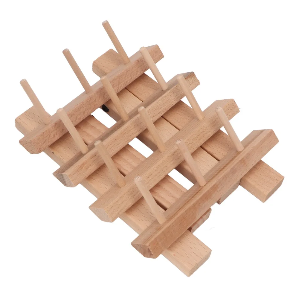 Practical 12 Spool Capacity Sewing Thread Holder Foldable Design Beech Wood Bobbin Organizer Foldable Thread Rack For Household