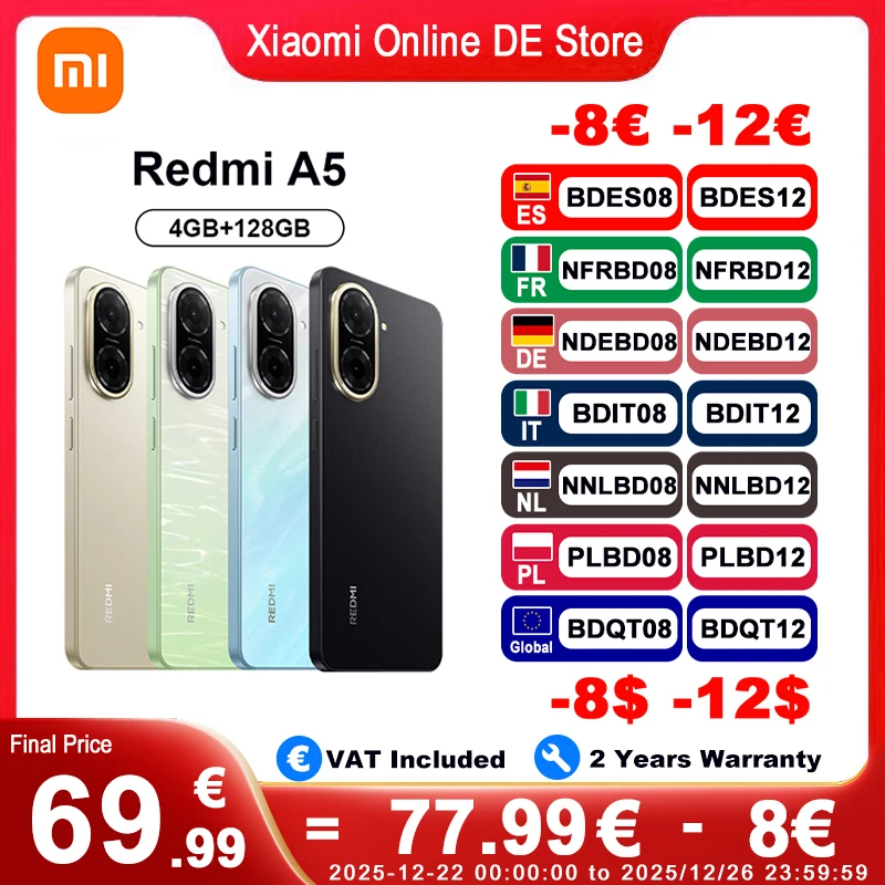 Versión Global Xiaomi Redmi A5 4G Smartphone 6,88 ''120Hz pantalla...