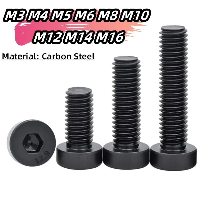12.9 Grade High-strength Carbon Steel Black Short Head Hexagon Socket Screw Thin Head Hexagon Socket Bolt M3~M16