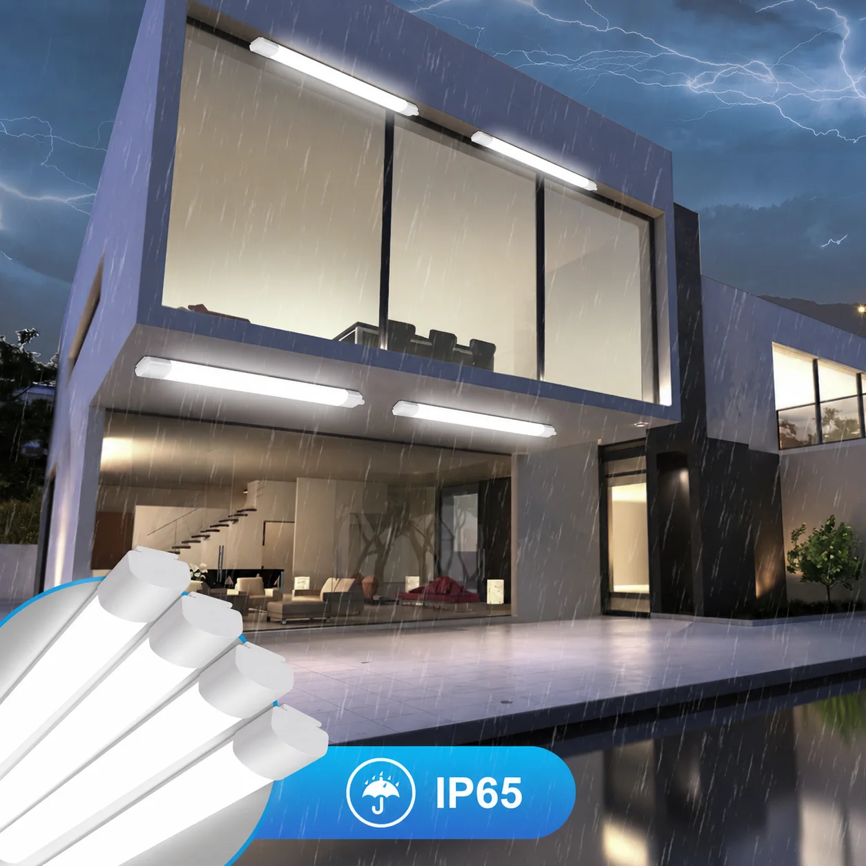 Lampada da soffitto a barra LED per ambienti umidi, 120 cm, 36 W, 4000 LM, IP65, impermeabile, 4000 K, ideale per garage, cantina, officina, bagno e cucina.