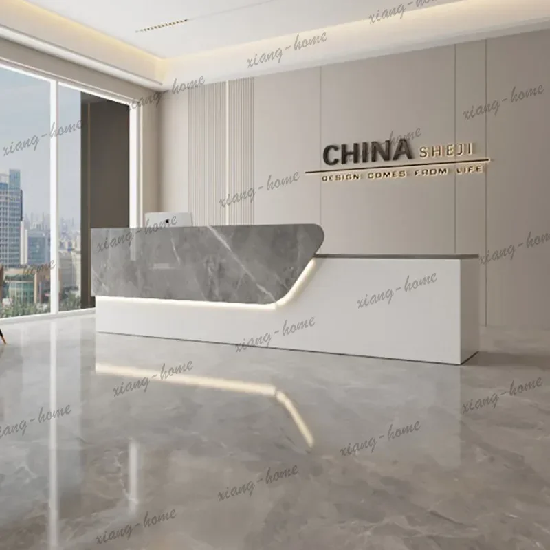lsPractical Durable Reception Desk European Low Back Reception Counter Professional Salon Grade Banco Reception Office Furniture
