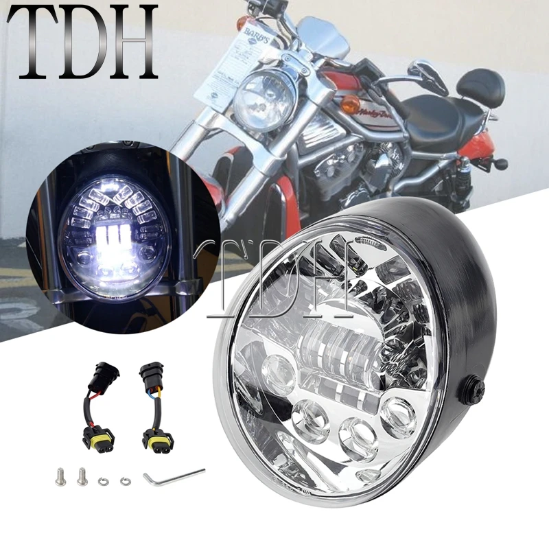 LED Headlight Oval Front Lights E9 Mark for Harley Night Rod Special VRSCDX VRSCD Street Rod VRSCR  V-Rod V Rod VRSCF Headlamp