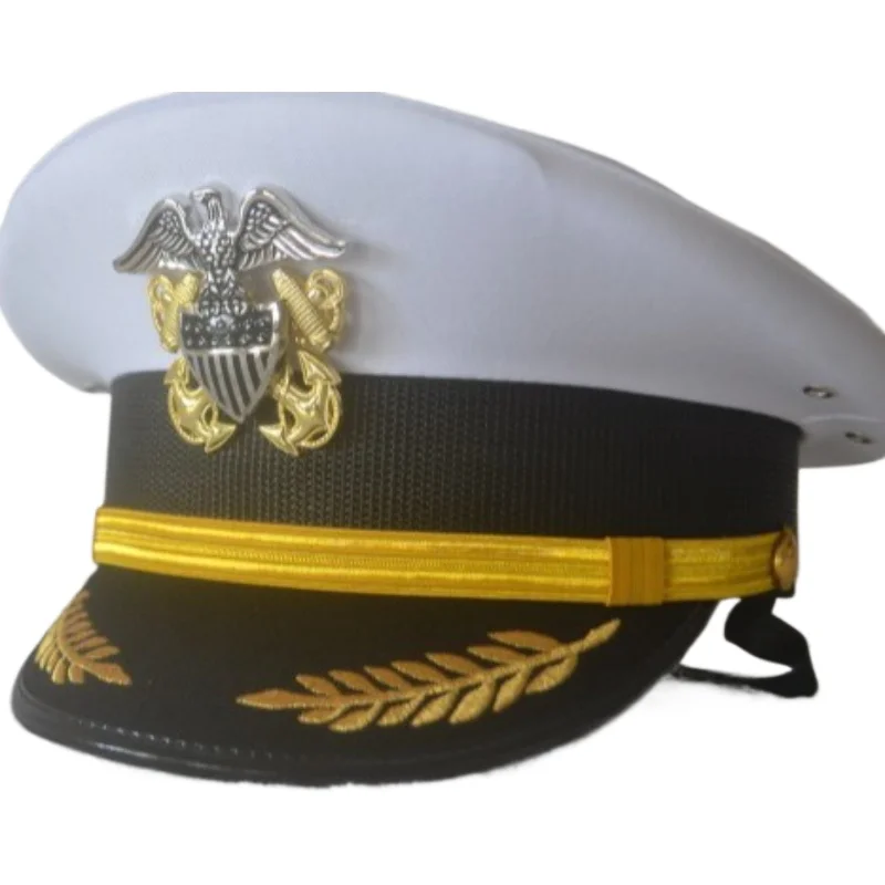 2026 White Sailor Hat Crew peaked Cap Marine Seaman Uniform Boat Captain Sun Hat