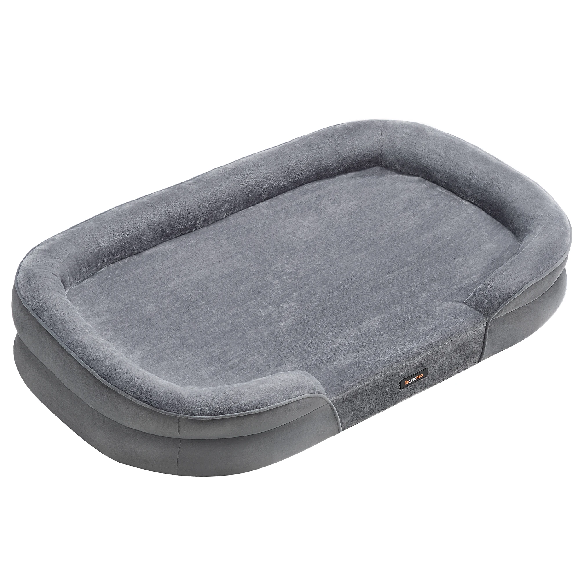 Feandrea Cama para Perros Extra Grandes, 122 x 85 x 20 cm, Ortopédica, Espuma de Nido de Abeja, Forro Repelente al Agua, Bordes Elevados, Funda Extraíble y Lavable, Gris Claro, Regalo de Navidad