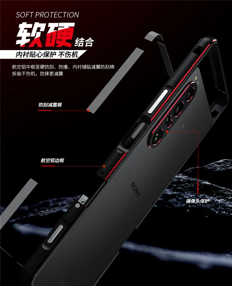 For Sony Xperia 1 IV 1IV XQCT62 XQCT54 Bumper Ultra Thin Aluminum Metal Frame Case Cover for Sony Xperia 1 IV Shockproof Bumper