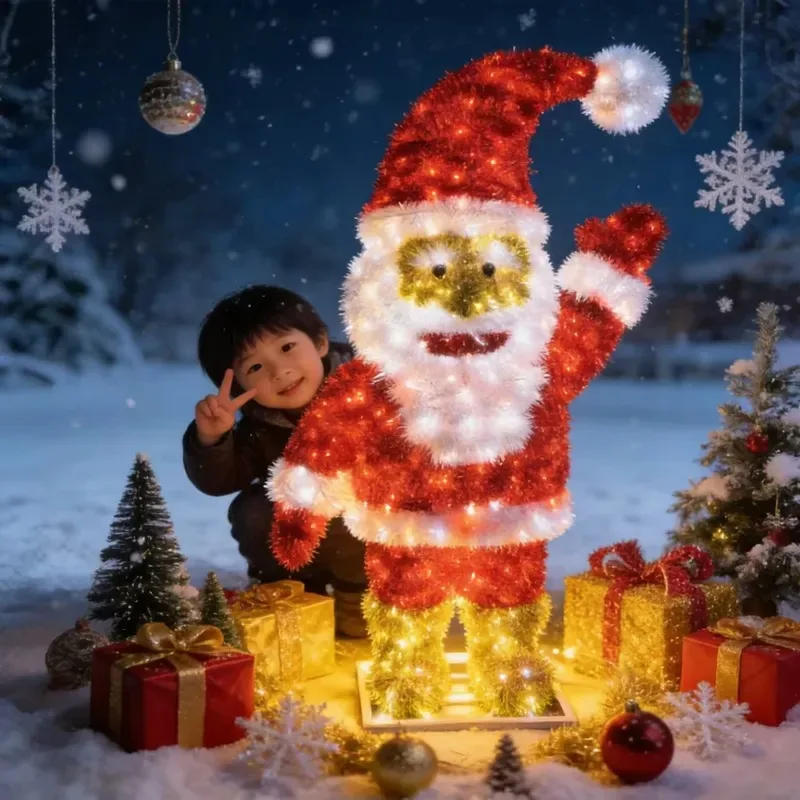 3D Large Christmas Theme Santa IP65 LED Landscape Decorative Lights Outdoor Market Festive Garden Festive Night