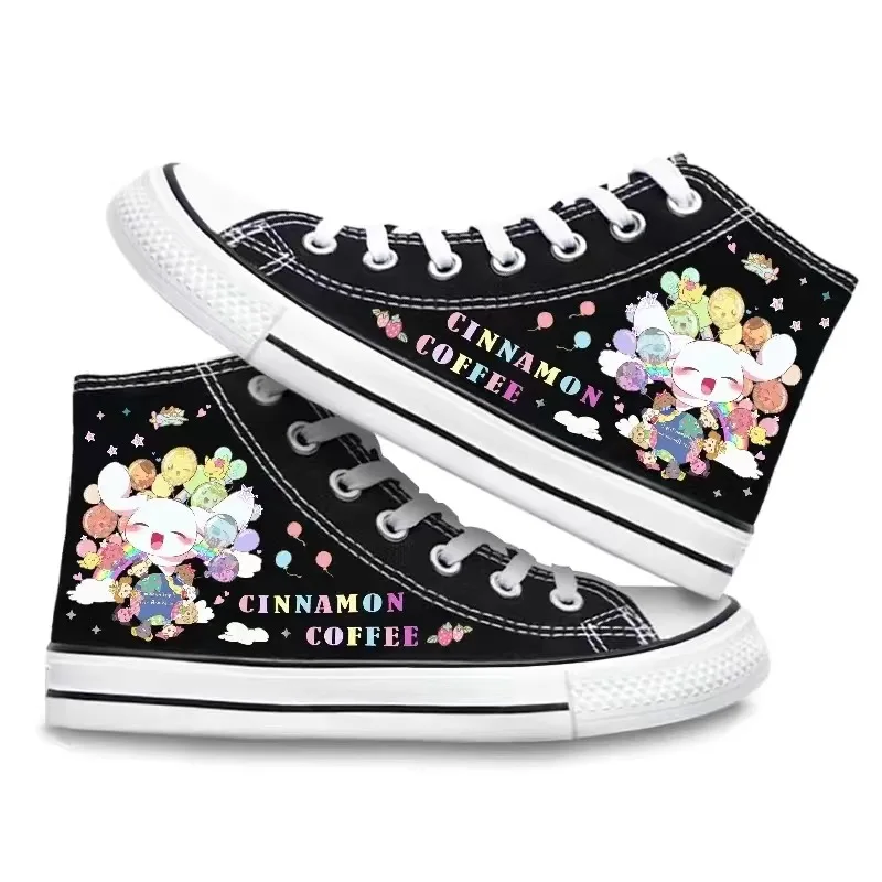 Sanrio Cinnamoroll Print Couple Shoes Preppy Style Student Canvas Shoes Cartoon Q Edition High Top Casual Hand-painted Sneakers