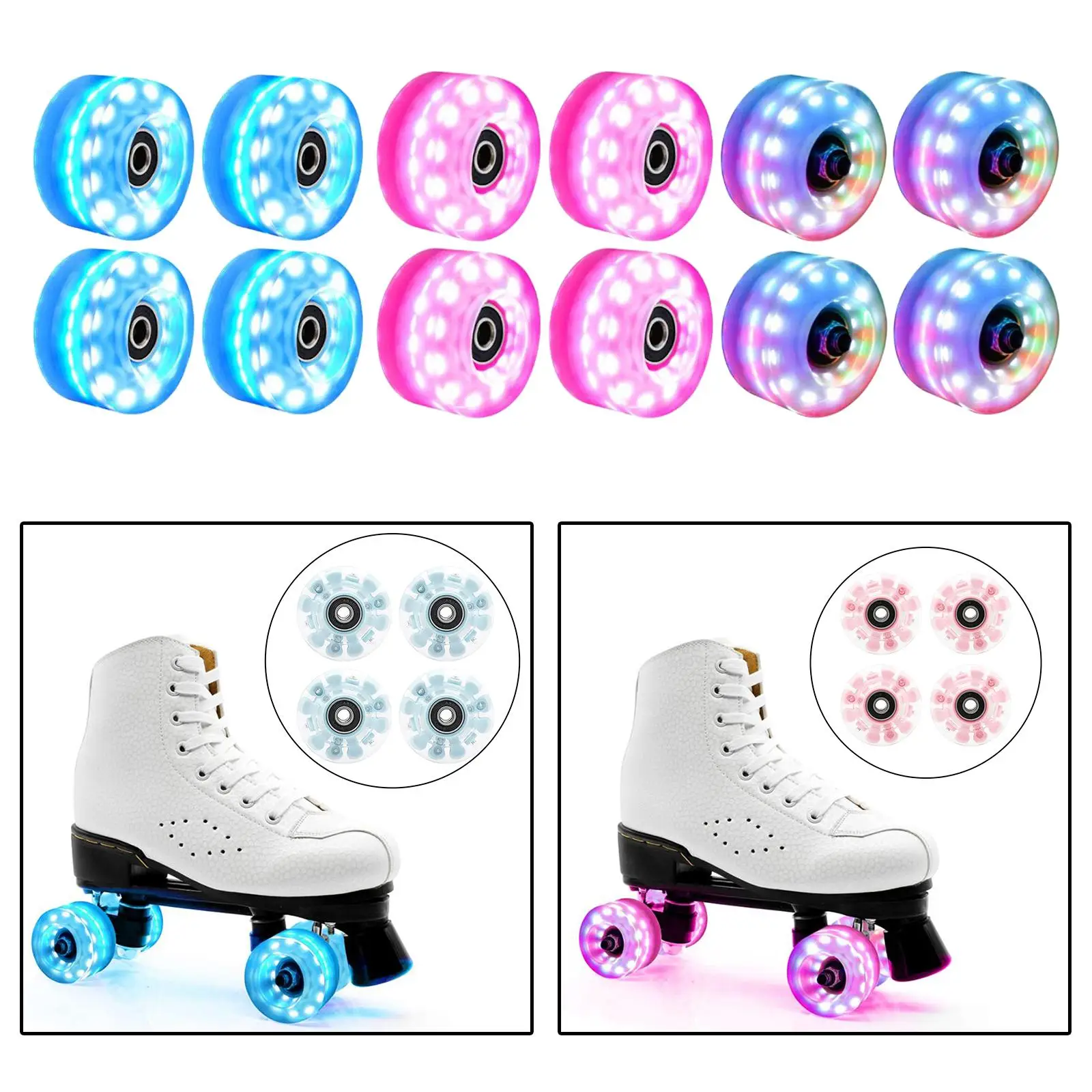 4 قطع عجلات تزلج رباعية المضيئة 58 مم × 32 مم، رباعية مضيئة