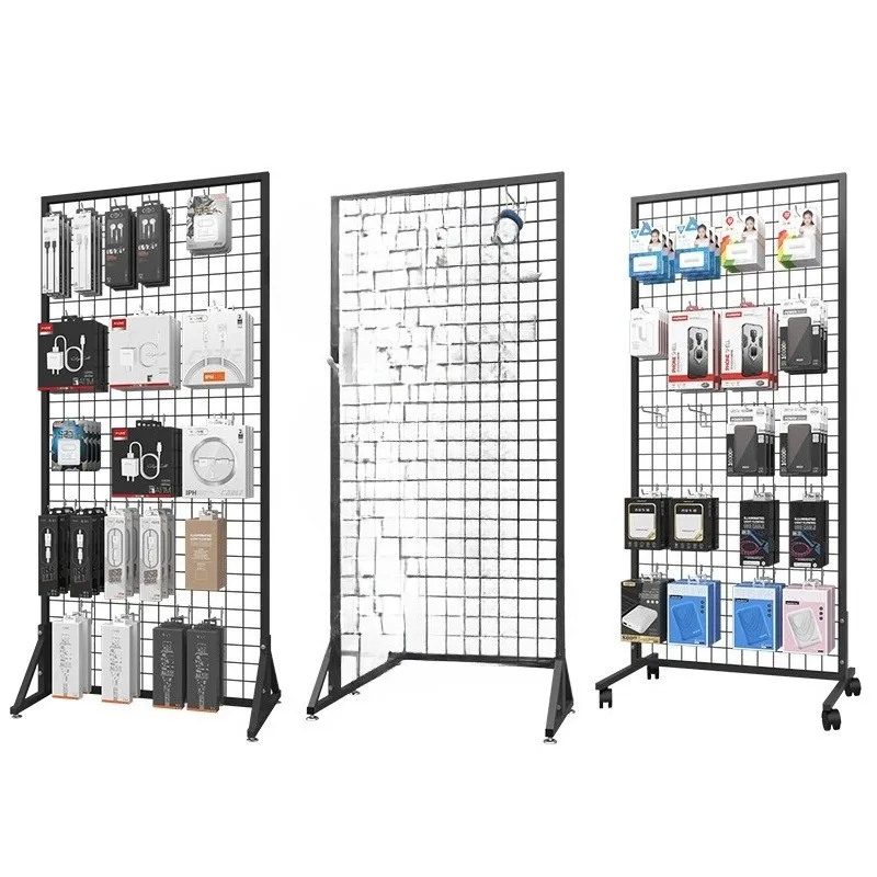 Custom wire mesh grid, snack hook, multi-functional metal mesh wall panel display rack