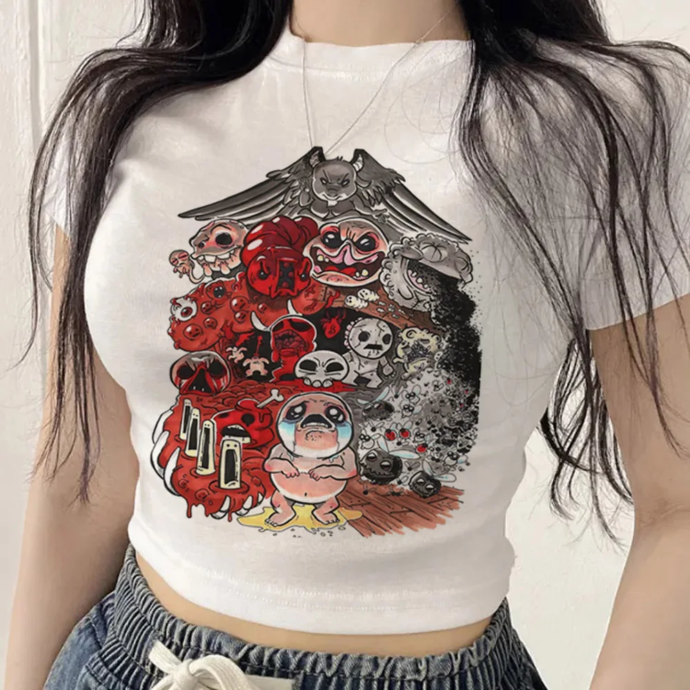 the Binding of Isaac crop top girl grunge japanese meme vintage manga t shirt japan japanese dollette alternative  y2k