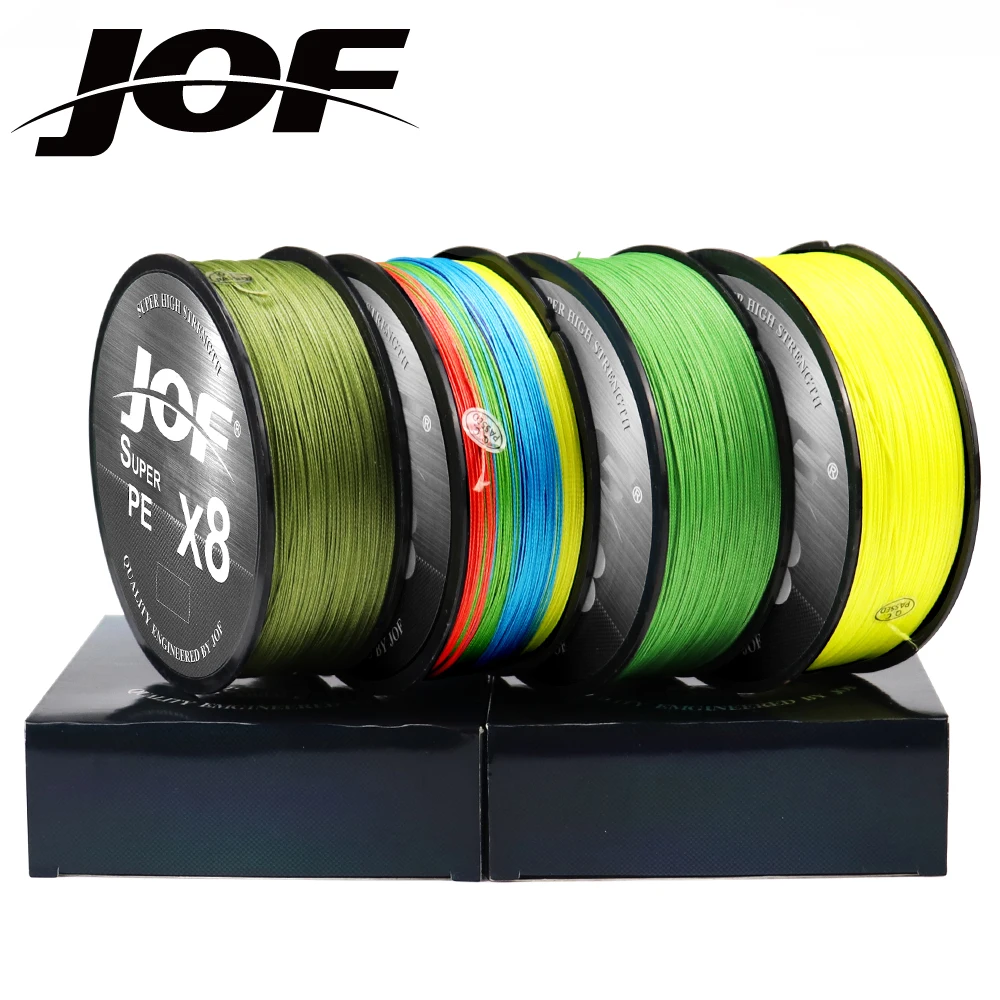 JOF Braided Line 8X 300/500m 7 Color All for Fishing Line MaxDrag 100LB Multifilament PE Line for Saltwater Sea Fishing