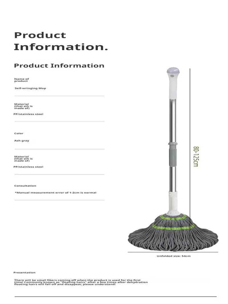 Hand washfree multifunctional home mop good things for home life mop lazy mop Rotary Mop Rod Universal Hand-free