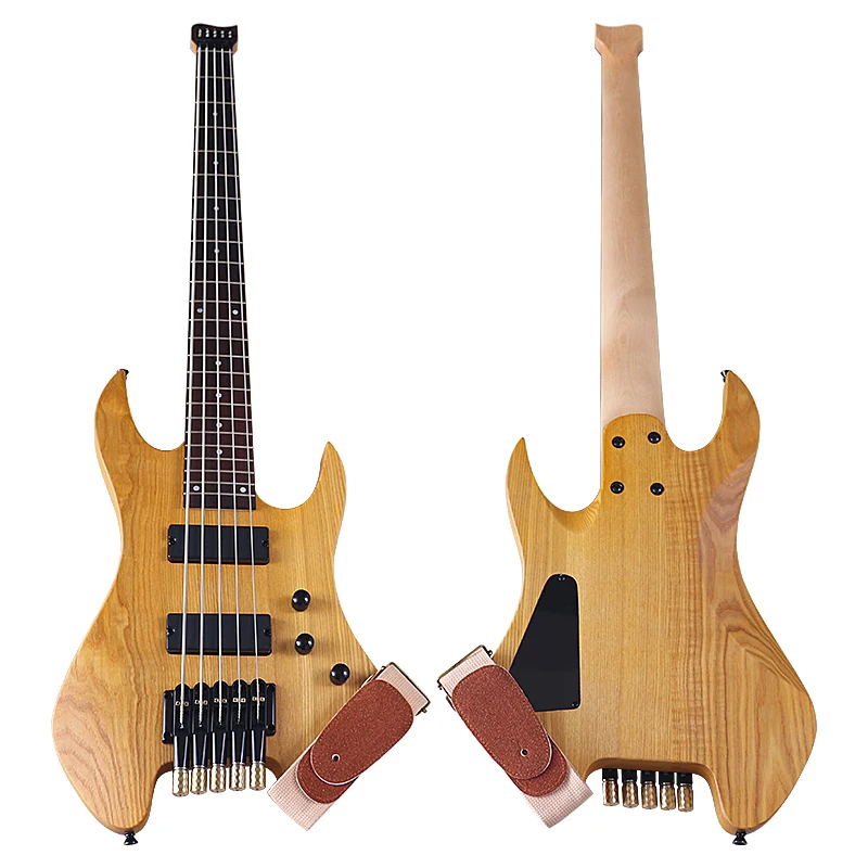 New Headless Electric Bass Guitar 5 Strings Headless Guitarra Solid Ashwood Body  41 Inch Bass Guitar High Grade