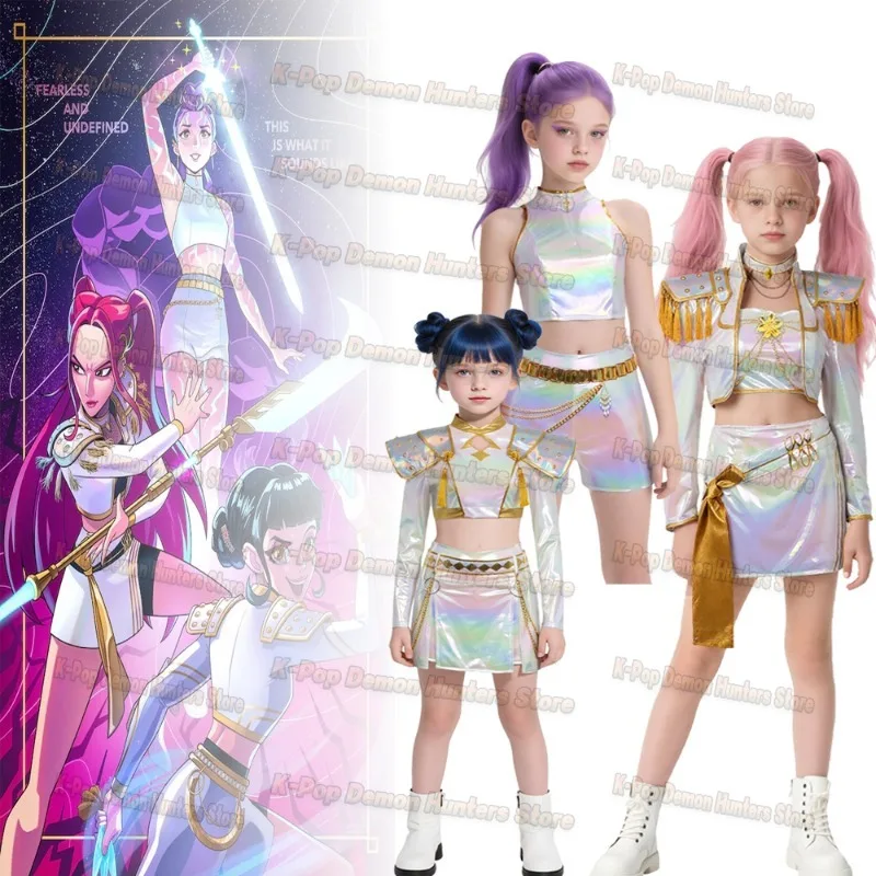 

Kids K-Pop Demon Hunters Mira Rumi Zoey Cosplay Costume Girls Uniform Halloween Party 3D Printed Dress Up Party Suits