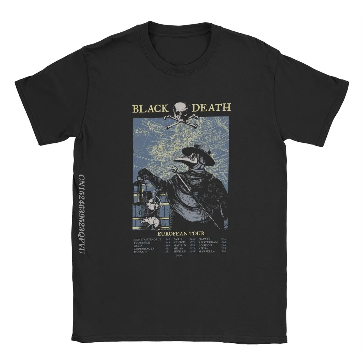 Plague Doctor T-Shirts Men European Black Death Tour Awesome Cotton Tees Round Collar Harajuku Tops T Shirts Printing Clothes