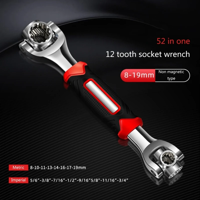 Socket Wrench 52 In 1 Multifunctional Metric/Inch Universal Wrench 360 Degree Dropship