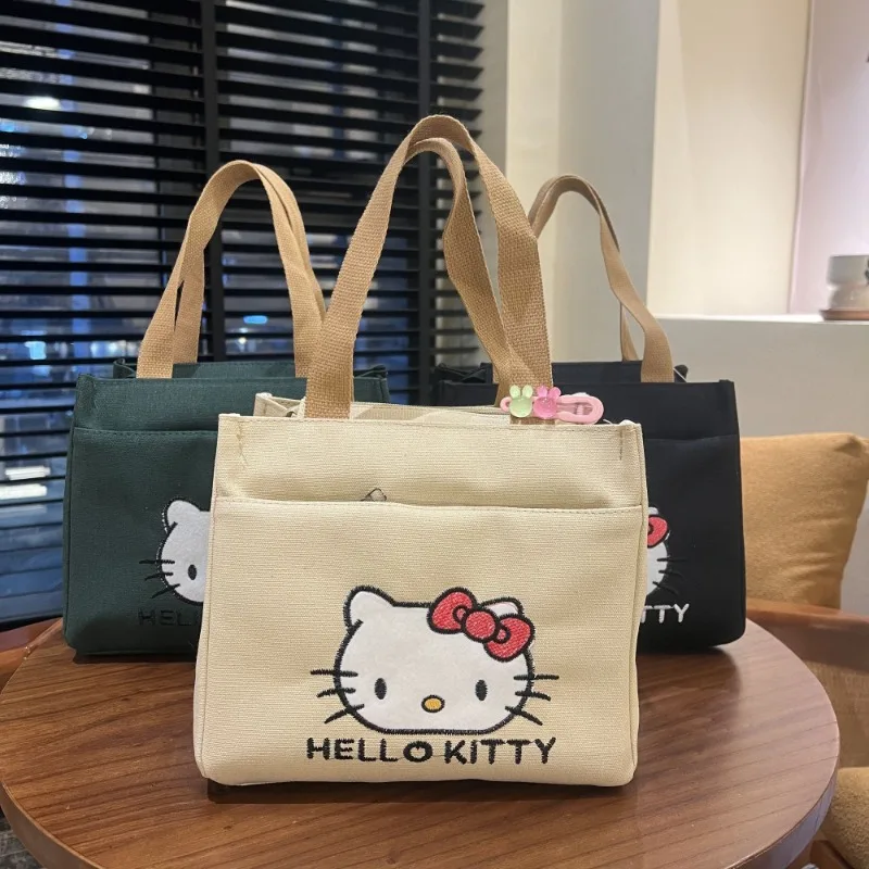 

Hello Kitty Anime Kawaii Cinnamoroll Embroidered Storage Bag Cute My Melody Handbag Large Capacity Canvas Bag Gifts for Girls