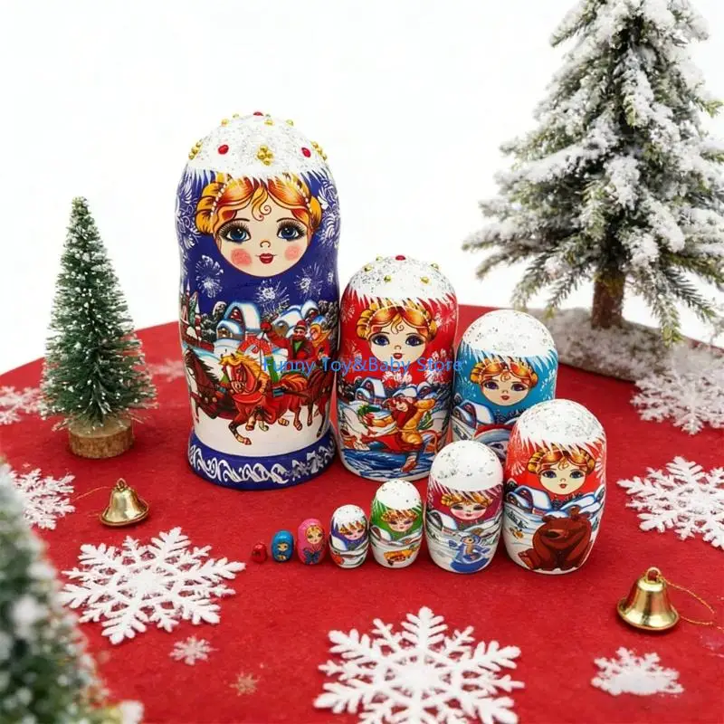 Matrioska russa a 10 strati, bambola nidificazione dipinta a mano, giocattolo educativo per bambini, apprendimento culturale,