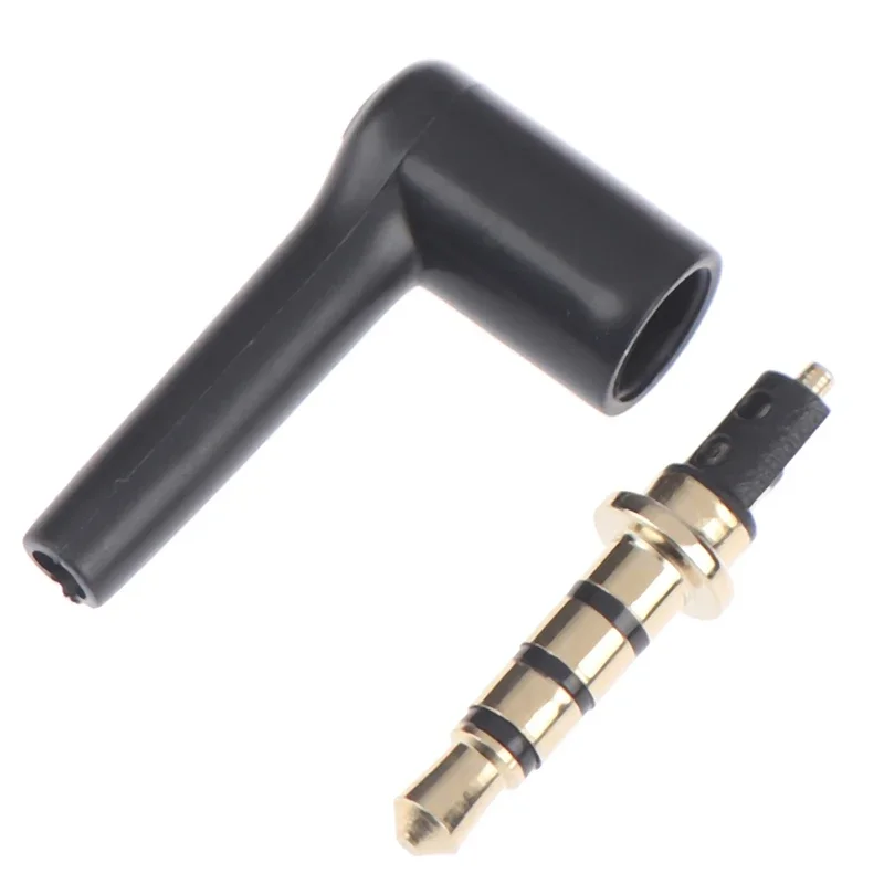 2pcs/lot Black White Audio Plugs 90 Degrees 3.5mm stereo headset plug jack 3 4 pole 3.5 Gold Plated Jack Adaptor Connector