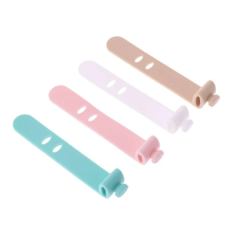 97QC 4PCS/セットシリコンストリップイヤホンストレージテープソフトワイヤーヘッドフォンUSBケーブルTI