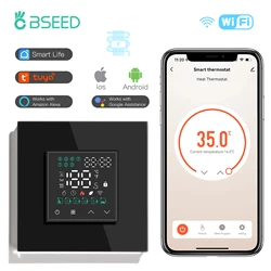 BSEED LED Touch Screen WIFI Electric Floor Heating Water Boiler Room Thermostat Alexa Temperature Controller Backlight Tuya App