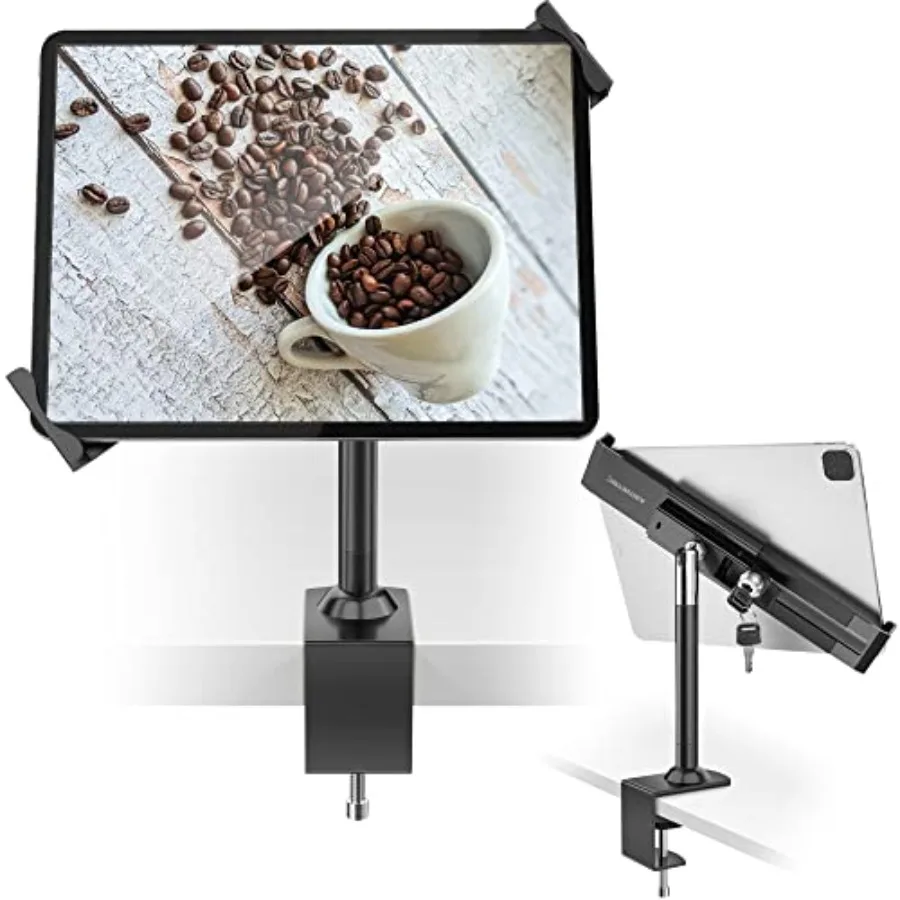 

Anti Theft Locking Tablet Stand Holder - 360/320 POS Swivel - Lockable Tablet Security Stand Lock Desktop Table Clamp Mount Fit
