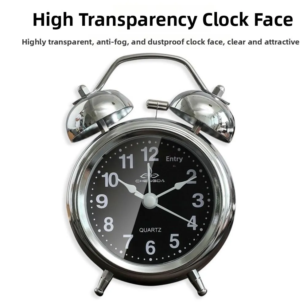 Creative Classical Alarm Clock Mute Type Double Bell Retro Alarm Clock Super Loud with Night Light Time Planning Clock