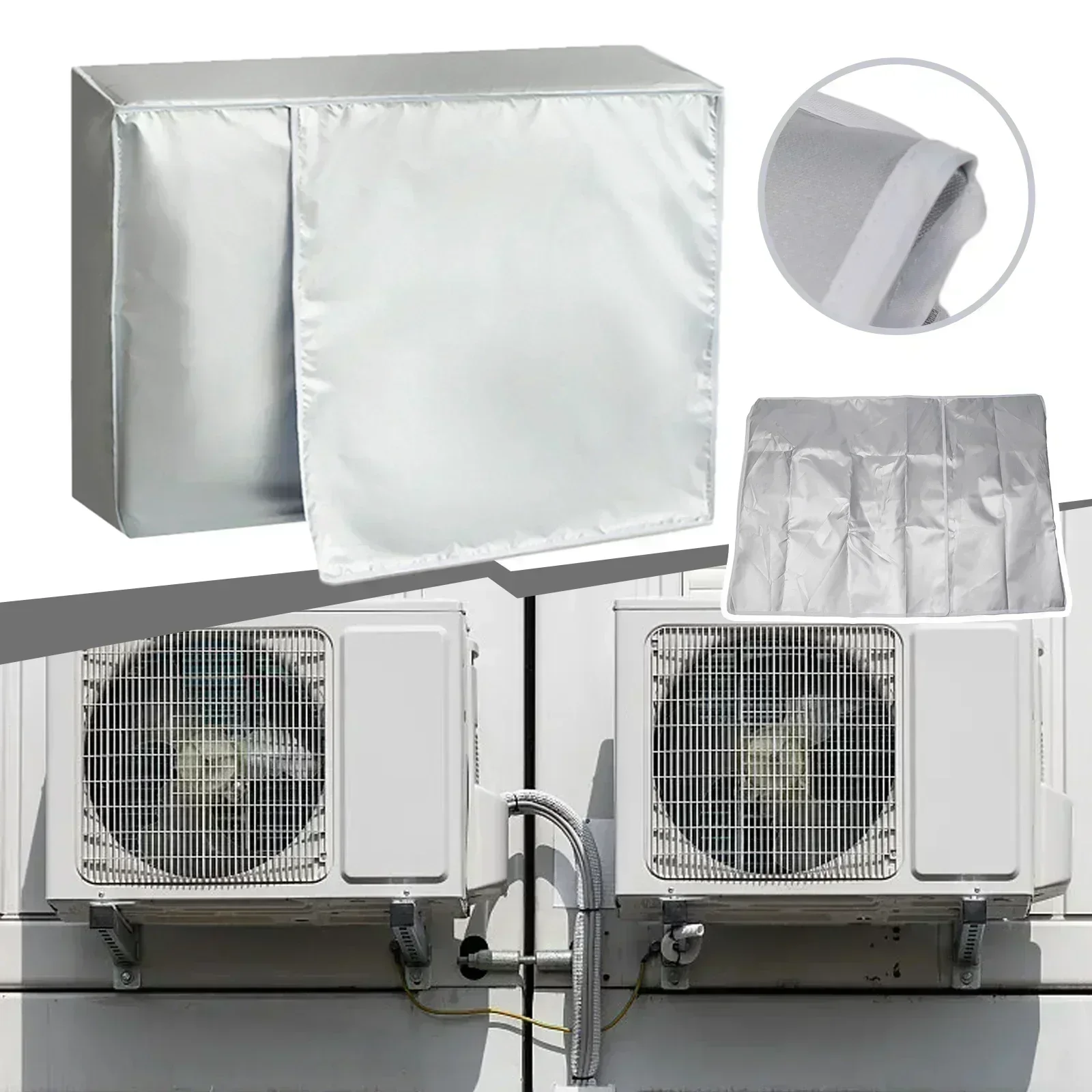

Waterproof Oxford Cloth Air Conditioner Cover for Outdoor Units Silver Provides Complete Protection Against Sun and Dust
