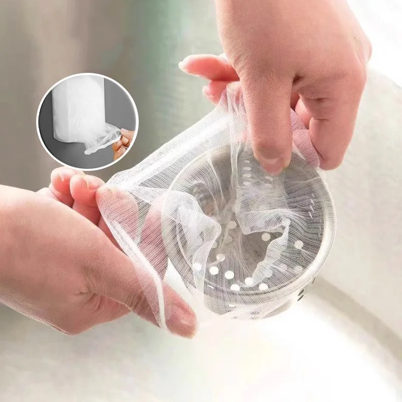 100Pcs Pack Disposable Kitchen Sink Strainer Mesh Bags Collect Food Waste Leftovers Debris Easy Cleaning Kitchen Accessories
