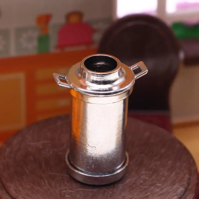 1 個ミニチュアホームシーン小道具 1:12 ドールハウスミニレトロ合金ミルクポットモデルキッチンミルク缶バケツ DIY アクセサリー