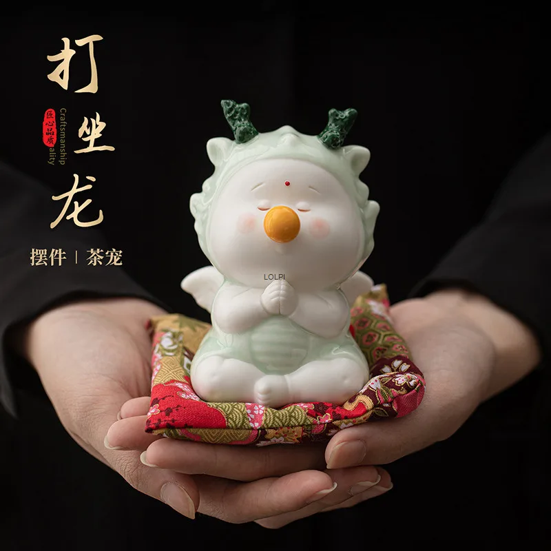 

Ceramic Meditation Dragon Tea Pet Small Ornament Living Room Tv Cabinet Tea Table Cute Decoration Kung Fu Tea Set