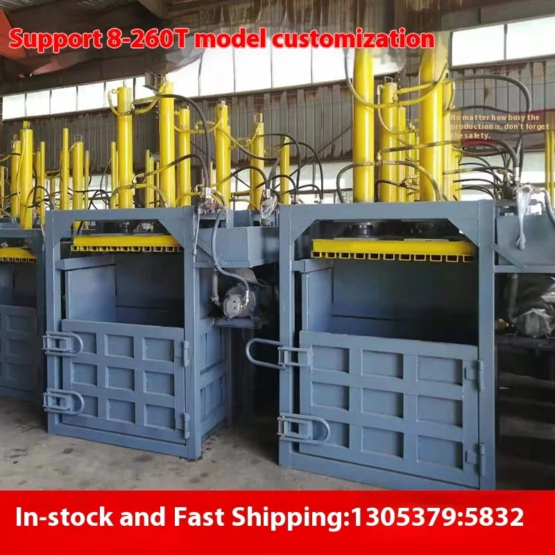 Waste recycling hydraulic baler,plastic cardboard box compression baler,strapping machine