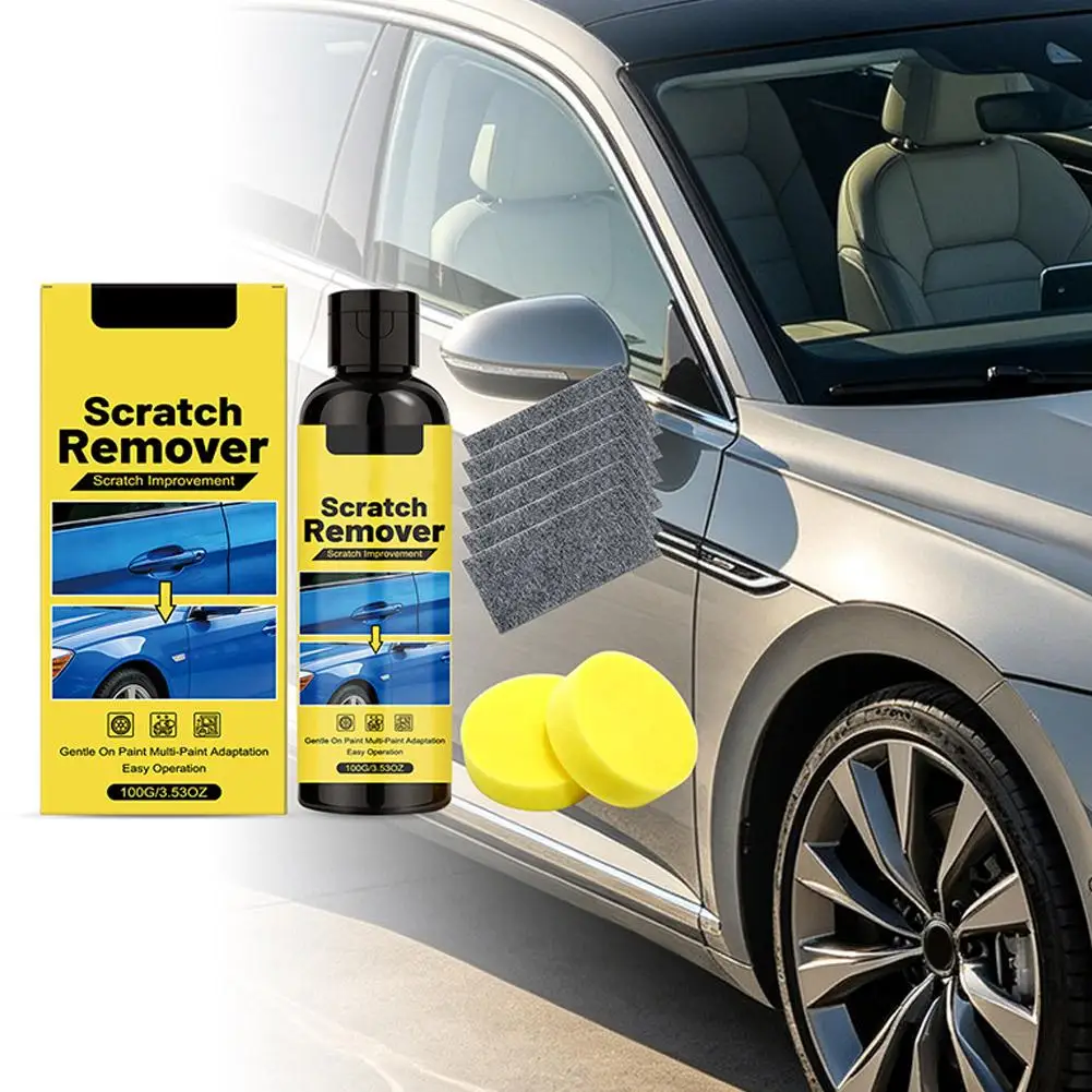 Car Scratch Repair Kit Mild Polish Sponge Pads Remove Light Scuffs Safe All Car Paint Portable Daily Auto Surface Care Kit