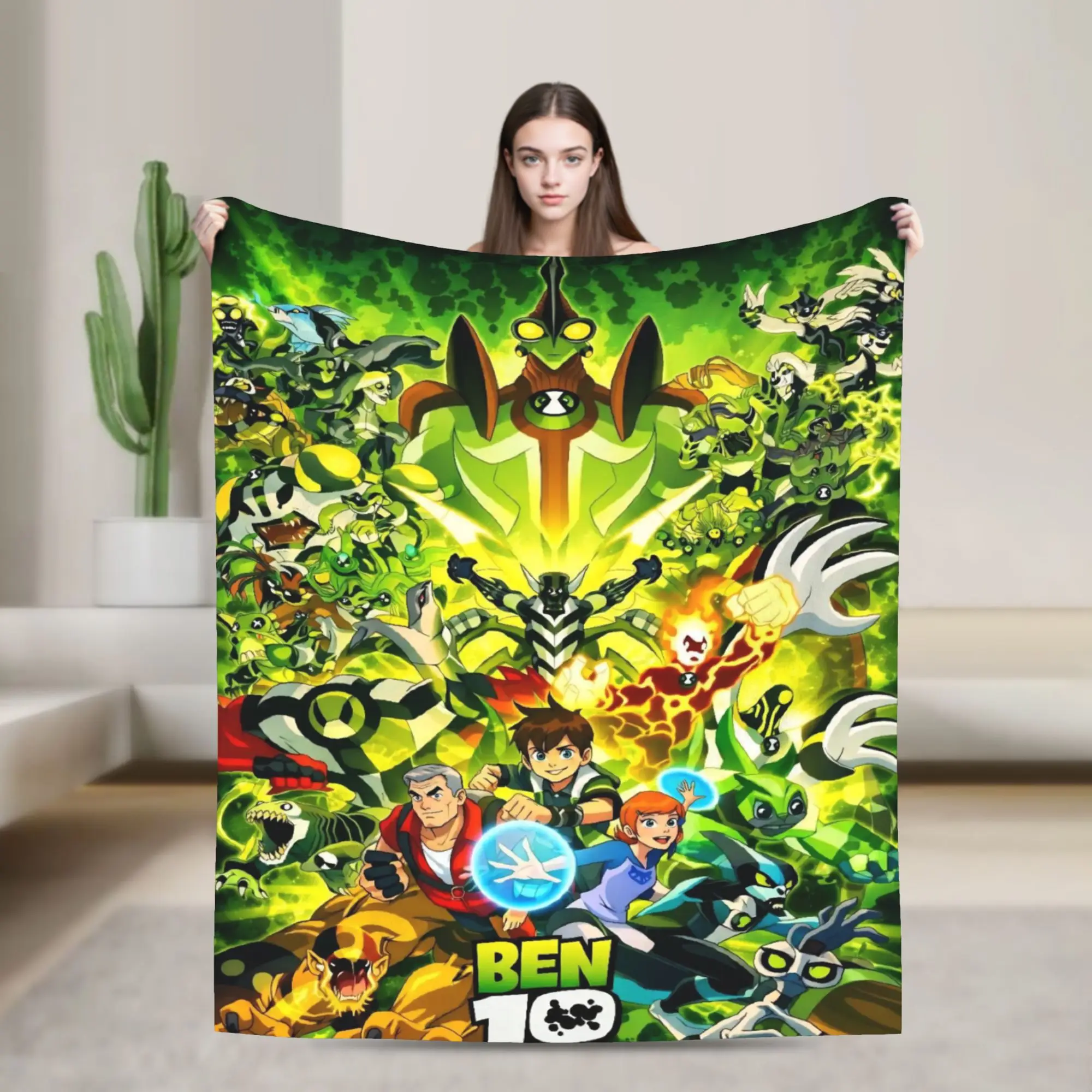 Ben 10 Anime Blanket Cozy Soft  Throw Blankets for Sofa 50x60 Inch Multi-size Bedspread