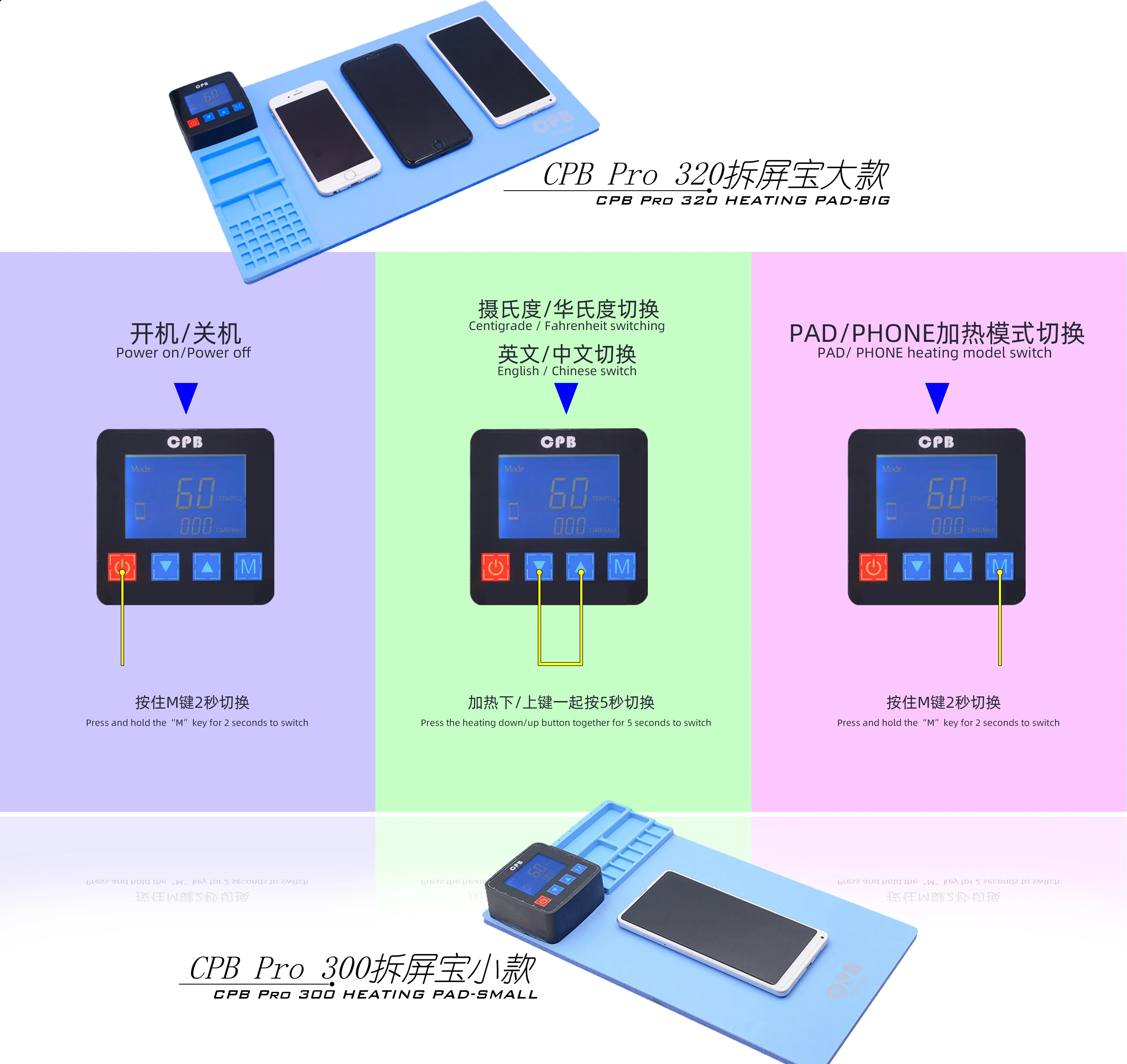 Mijing CPB 320 Pro Cpb Pad LCD Heating Separating Plate For iPad iPhone Display Touch Screen Disassemble Replacement RepairTool