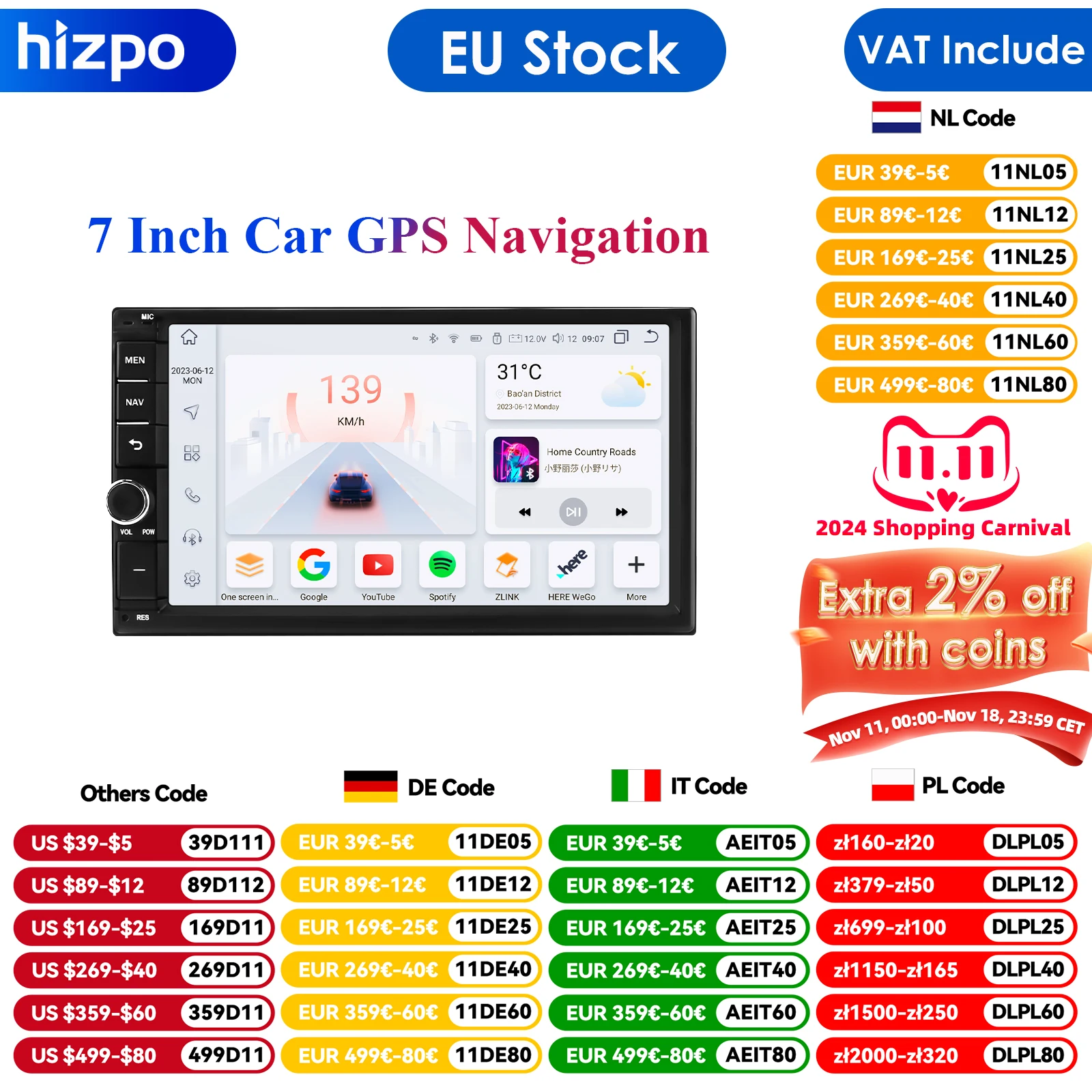 Octa Core 8GB RAM 128GB ROM DSP IPS Carplay AutoRadio Android 12 2Din Car Multimedia Video Player Universal Auto Stereo GPS Navi