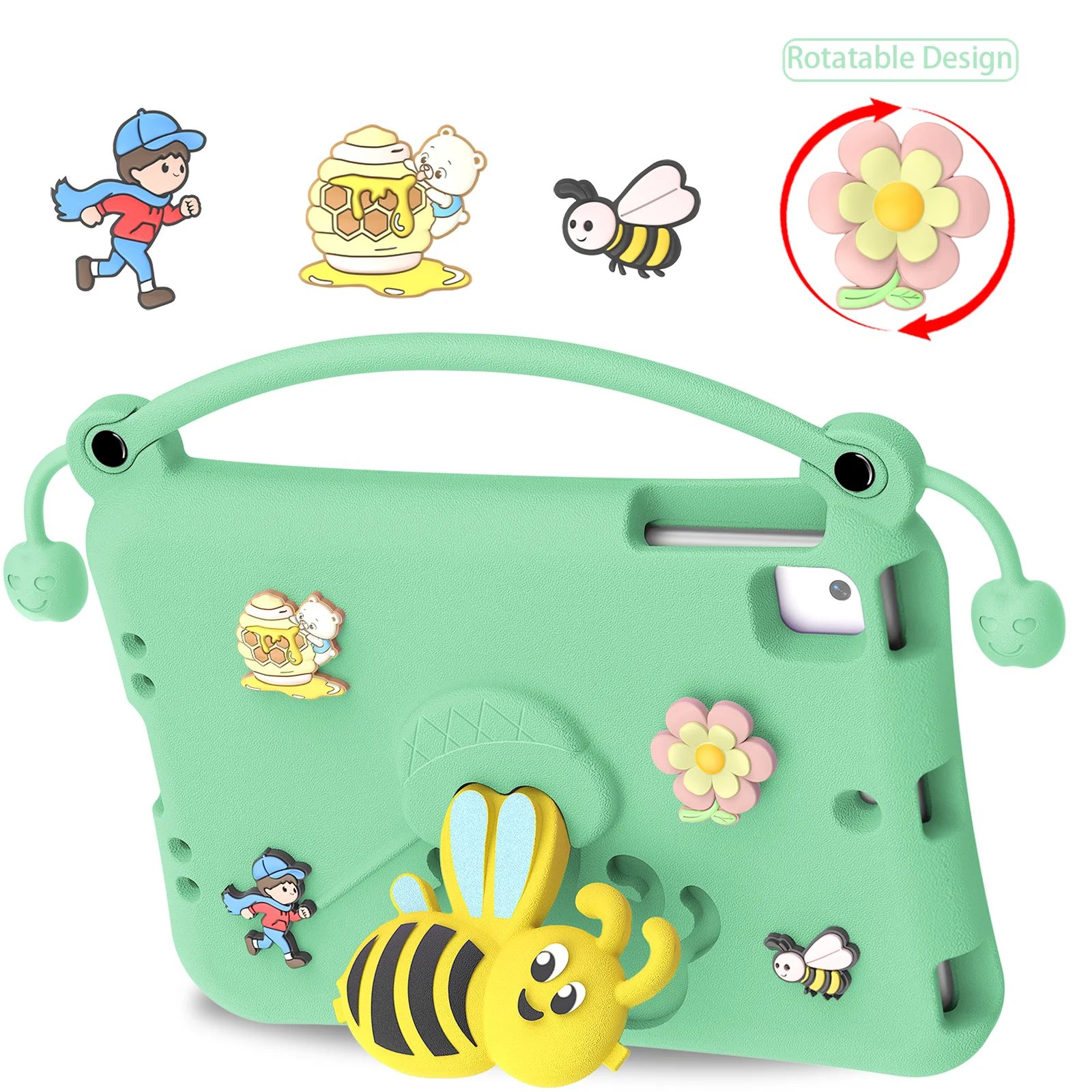 EVA Kids Case for iPad mini 1 2 3 4 5 7.9 Inch iPad mini 6 7 8.3 Inch Lightweight Shockproof with Handle Stand Cover