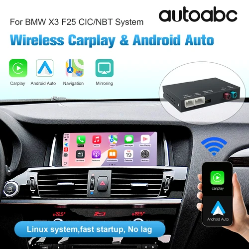 Nuevo Decodificador inalámbrico CarPlay y Android Auto Mirror Link para BMW NBT CIC System X3 F25 G01 AirPlay Car Play