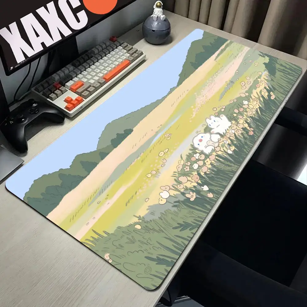 Green Plant Kawaii Mousepad Large Gaming Mouse Pad LockEdge Thickened Computer Keyboard Table Desk Mat