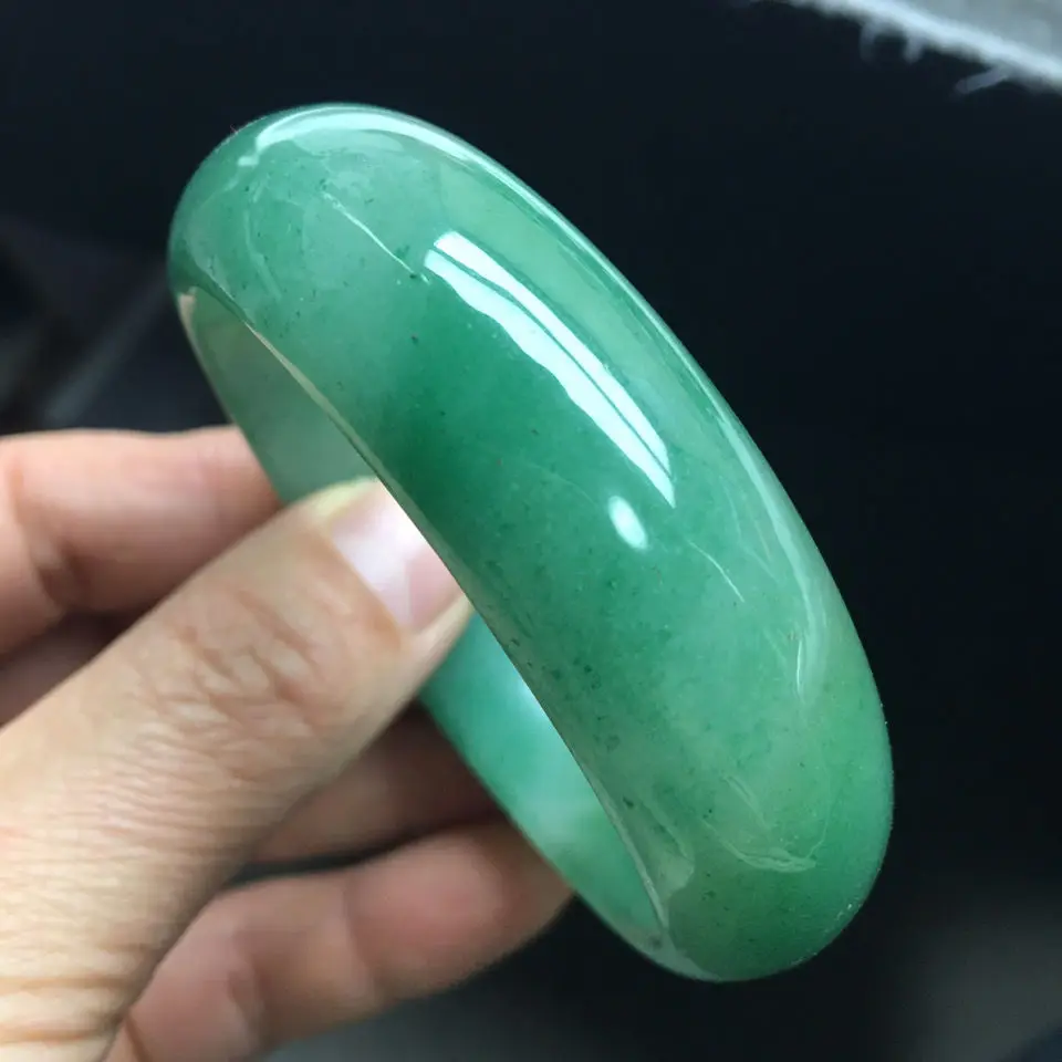 

Aventurine Jade Natural Exquisite Bracelet Flat Bar Bean Green Ice Soak Lucky Gift Elegant Bangles Quality Jewelry Accessories