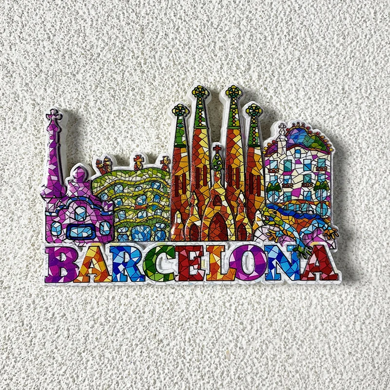 Barcelona World Tourist Souvenir, 3D Humanistic Kitchen Home Decor, Tourist Gift Refrigerator Sticker