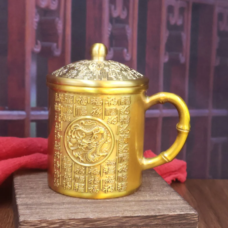 New Brass Baifu Water Double Teapot Cylinder Dragon Phoenix Qilin Tea Cup Desktop Decorati