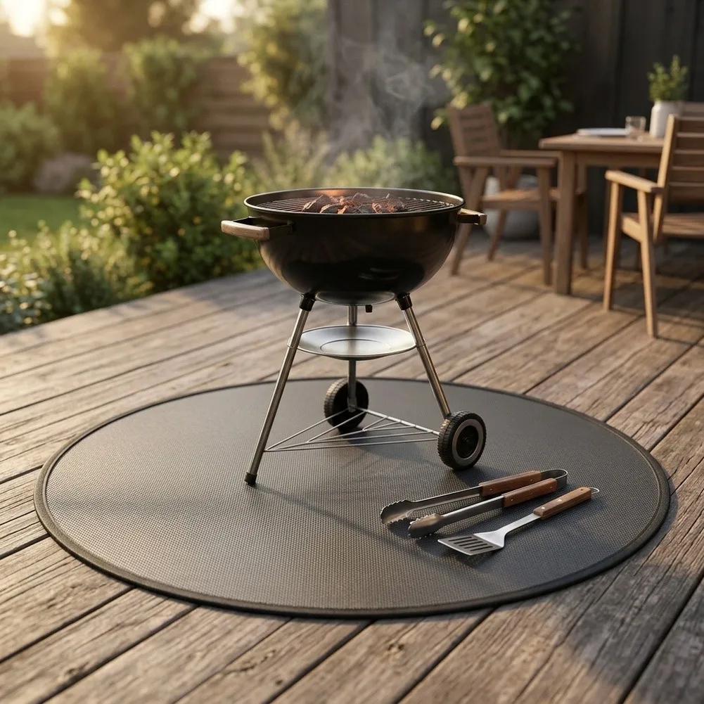 Fire-Resistant Fiberglass Mat 90cm High Temperature-Proof Floor Protector For Indoor Outdoor BBQ Grill And Fireplace Accessories