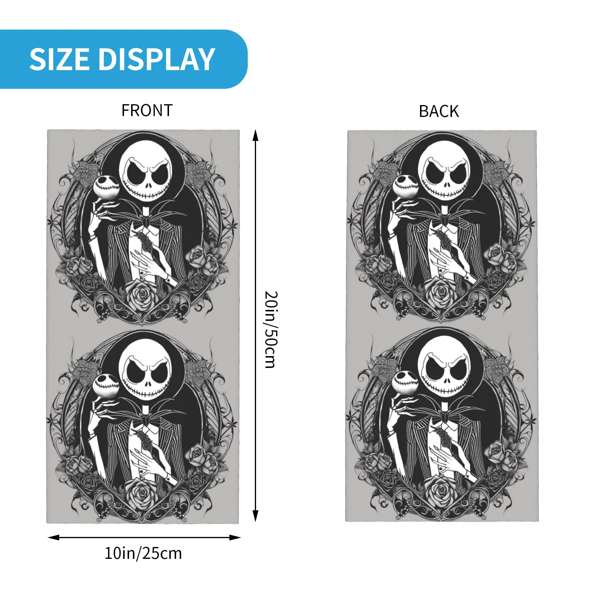 Custom The Nightmare Before Christmas Neck Gaiter Women Men UV Face Shield Winter Gothic Skull Bandana Scarf for Cycling