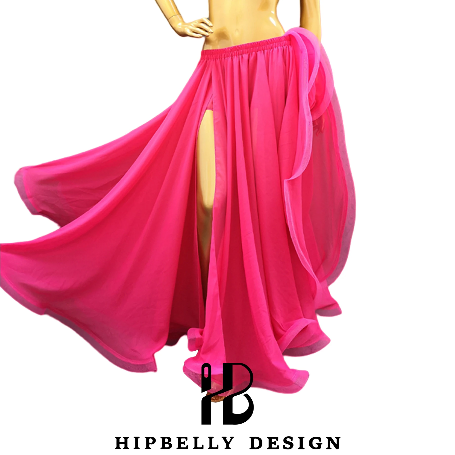 تنورة الرقص الشرقي الشيفون مزدوجة الشق الأذن تنورة الشاش تنورة عالية الشق تنورة للنساء الكبار أداء ممارسة اللباس وتتسابق