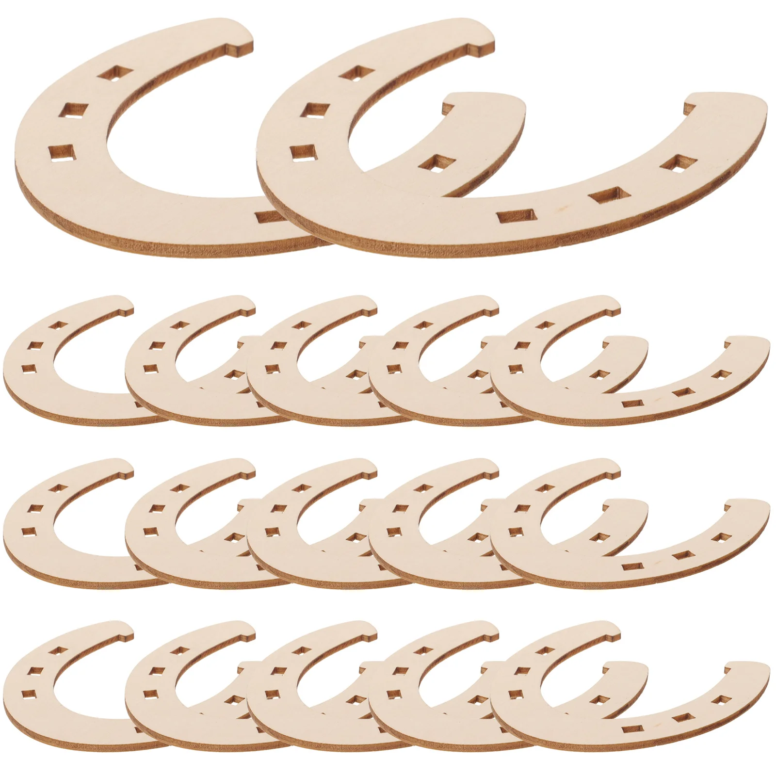 24 Pcs Horseshoe Decoration Wood Craft Supplies Plaques for DIY Painted Slices Wooden Decorations